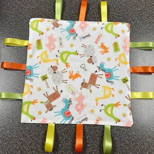 Baby ribbon mini blanket / Lovey / tag blanket