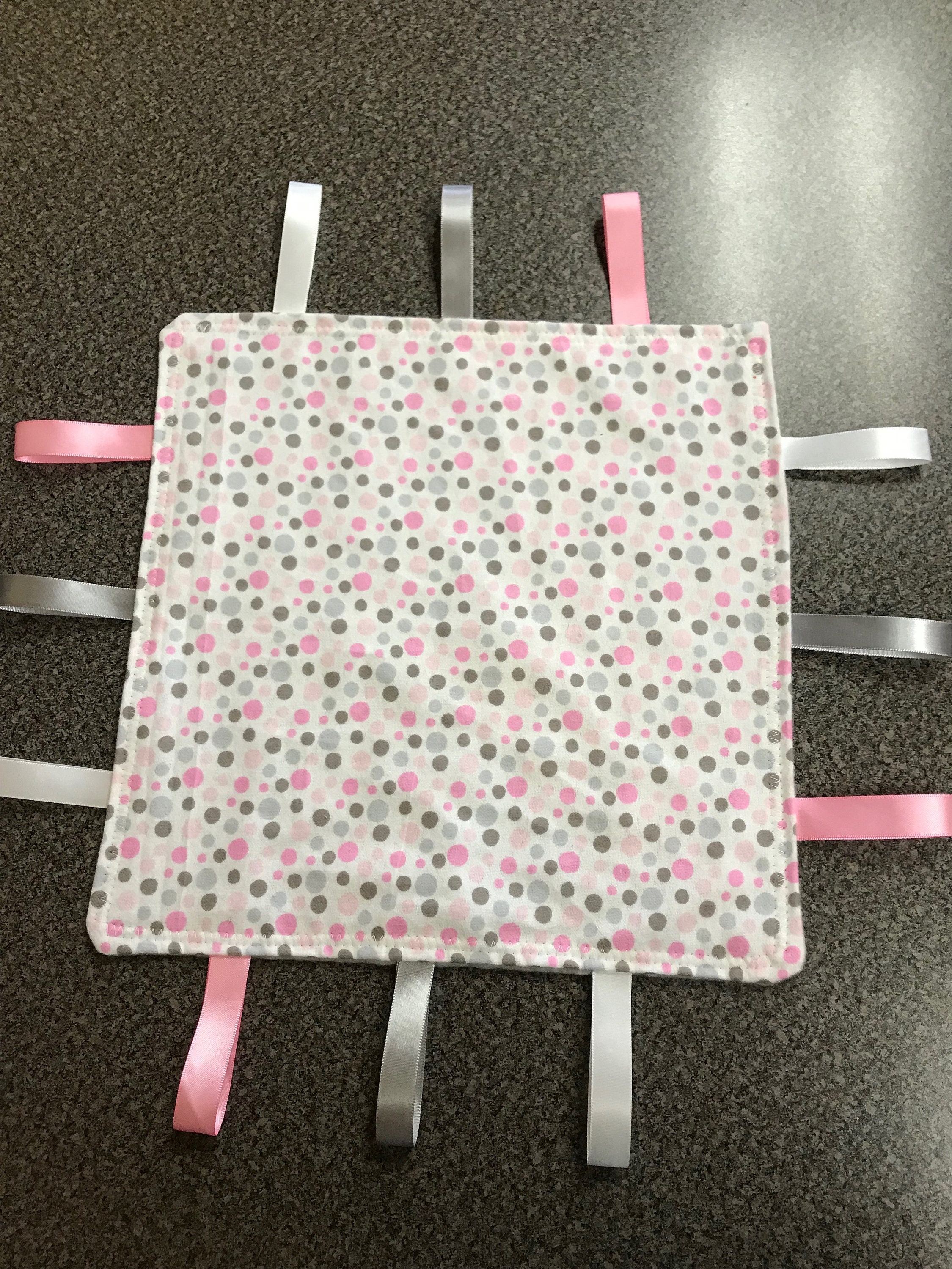 Baby ribbon mini blanket / Lovey / tag blanket Etsy
