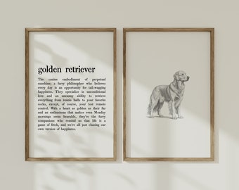 Golden Retriever Sketch Prints | Dog Definition Art (Digital Download)