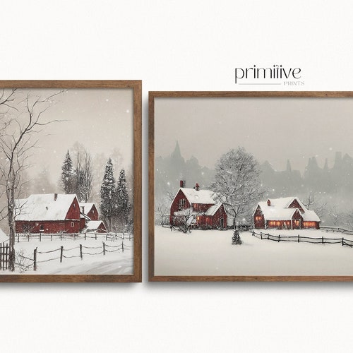 Winter Gallery Wall Set Countryside Home Decor Digital Etsy