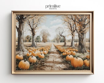 Pumpkin Patch Print | Fall PRINTABLE Art | Pumpkin Art Print | Autumn Farmhouse Decor | Halloween Artwork | Thanksgiving Print | #565