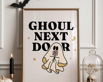 Süßer Halloween-Geist Kunstdruck | Gruseliges Wohn Dekor (Digitaler Download)
