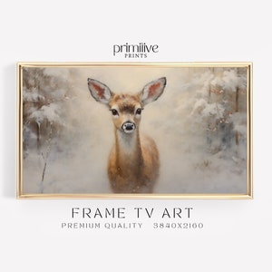 Winter Deer TV Art | Fawn Samsung Frame TV Art | Winter Wildlife Digital Download | Seasonal Frame Tv Art | S219