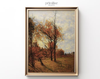 Autumn Landscape Print, Vintage Autumn Art, Fall Home Decor, Printable Wall Art, Country Autumn Home Decor, Vintage Portrait Digital Print