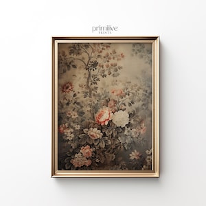 Floral Tapestry Print | Textile PRINTABLE Art | Vintage Fabric Print | Light Academia Decor | Tapestry Artwork | Rustic Fabric Decor | #579