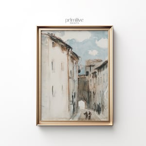 Spanish Architecture Painting | PRINTABLE Wall Art | European Print | Muted Tone Digital Artwork | Vintage Original Print | #531