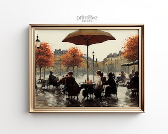 Paris Cafe Autumn Print, French Bistro Wall Decor (Digital Download)