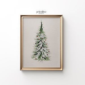 Christmas Tree Painting | Digital PRINTABLE Wall Art | Winter Snow Print | Xnas Home Decor | Watercolour Artwork | #346