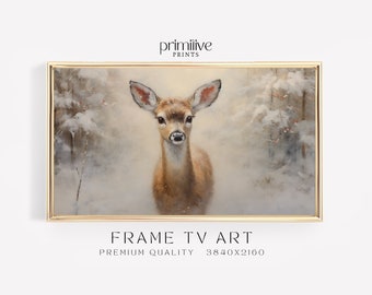 Winter Fawn Samsung Frame TV Art | Wildlife Painting (Digital Download)