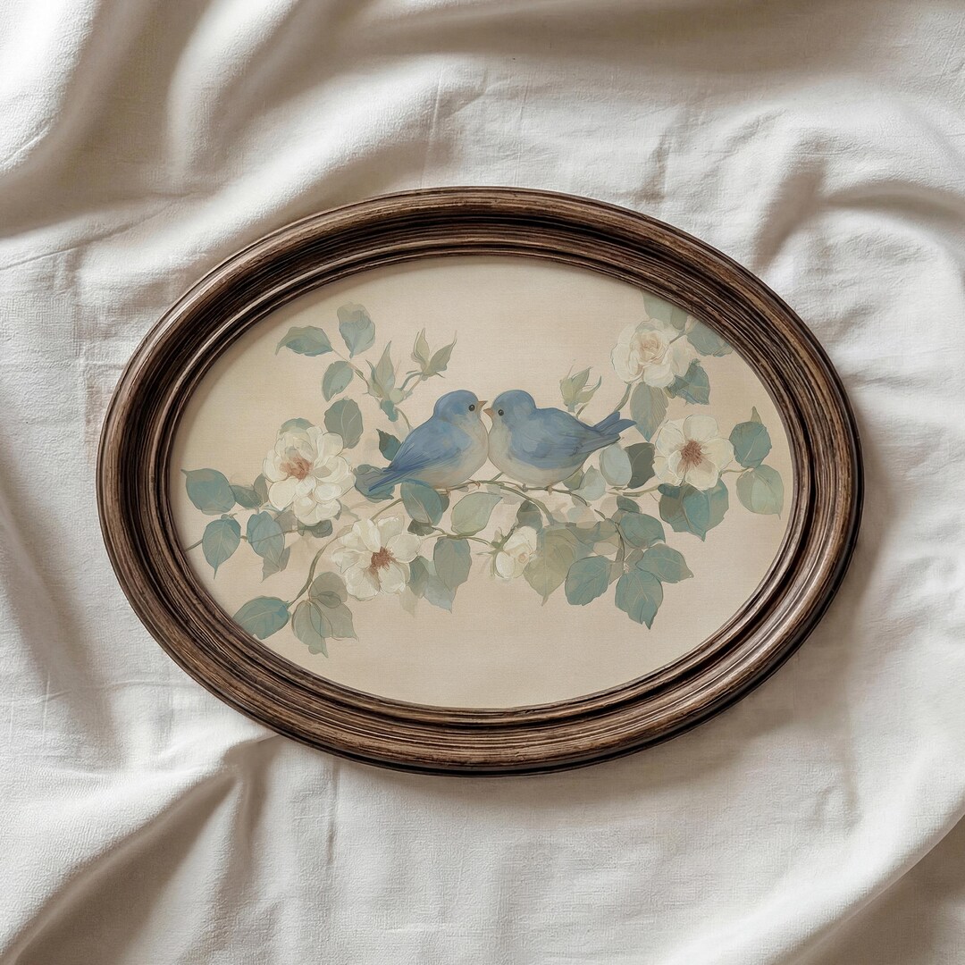 Vintage Blue Bird Floral Print: Rustic Nursery Wall Art (digital ...