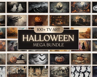 Spooky Halloween TV Art Set | 100+ Pumpkin, Ghost Digital Designs (Digital Download)