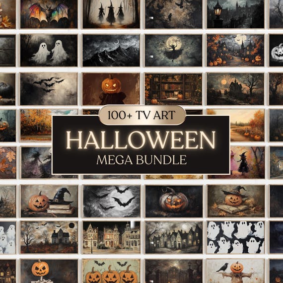 Spooky Halloween TV Art Set | 100+ Pumpkin, Ghost Digital Designs (Digital Download)