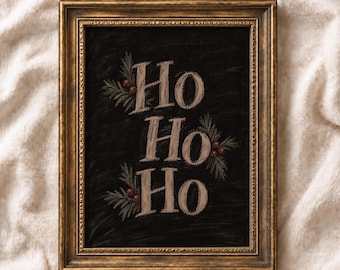 Vintage Ho Ho Ho PRINTABLE Wall Art: Moody Santa Print, Rustic Farmhouse Christmas Art (Digital Download)