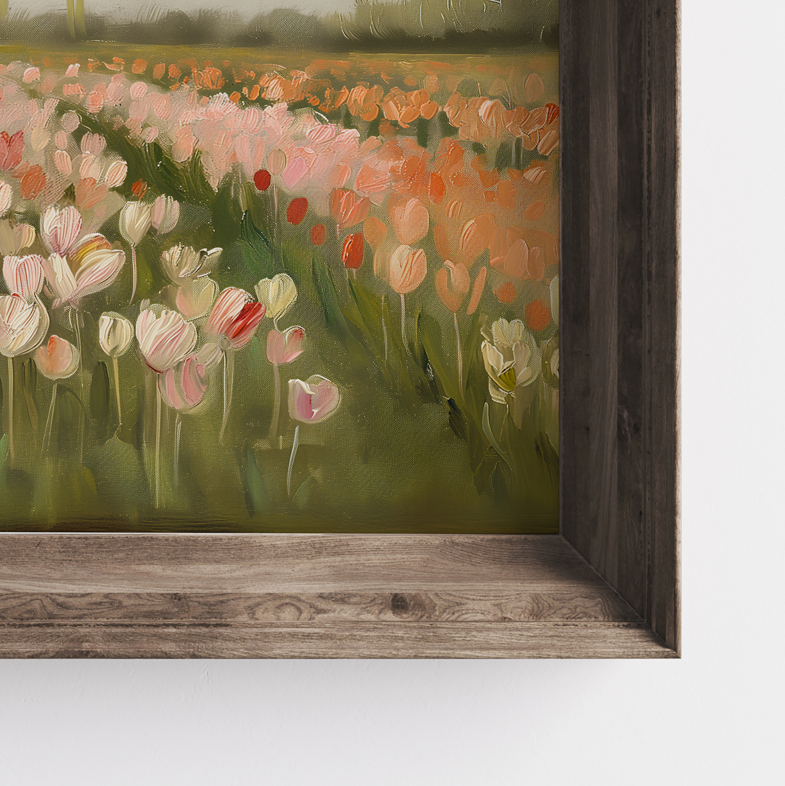 Pastel Tulip Field Print | Spring Landscape Painting (digital Download ...