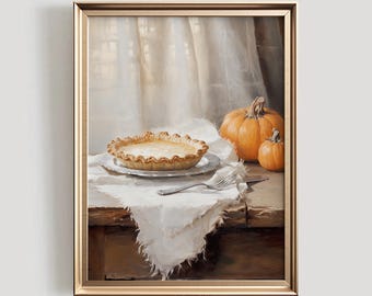 Pumpkin Pie Still Life Print | Rustic Autumn Decor (Digital Download)