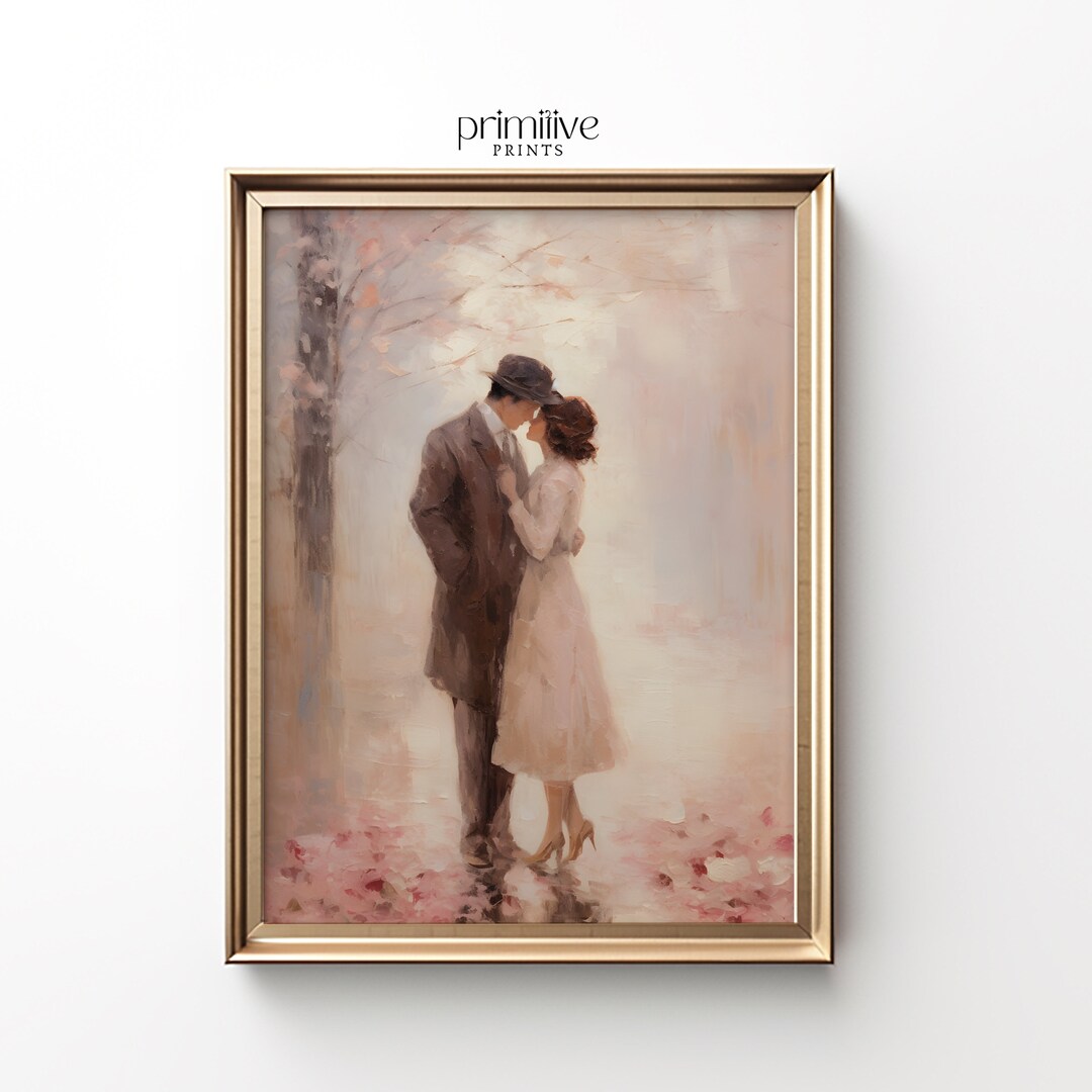 Romantic Couple Print Valentine PRINTABLE Wall Art Vintage Romantic ...