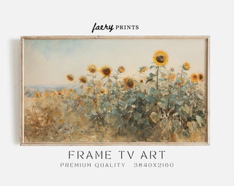 Marco de campo de girasoles para televisión / Paisaje vintage (Descarga digital)