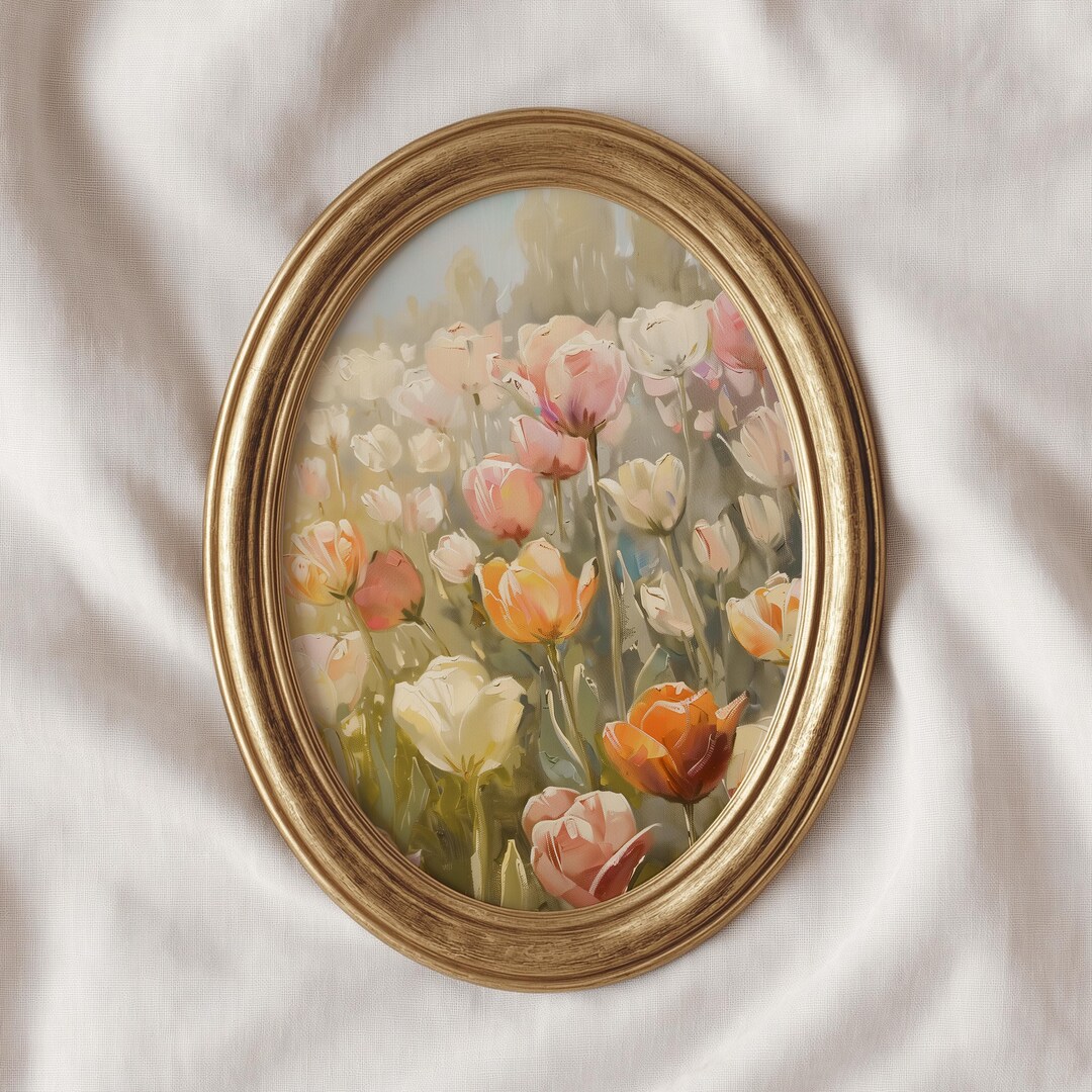 Spring Tulip Meadow Print: Floral PRINTABLE Wall Art, Tulip Field ...