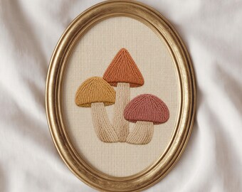 Mushroom Wall Art: Colorful Cottagecore Home Decor, Embroidered Fall PRINTABLE Art, Pastel Autumn Nursery Decor (Digital Download)