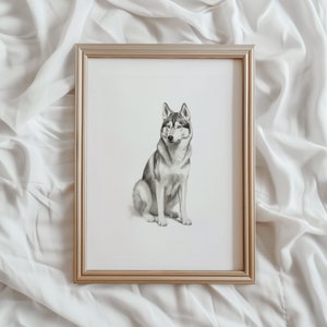 Husky Print Dog Sketch | Siberian Husky PRINTABLE Wall Art | Pet Digital Artwork | Cute Dog Home Decor | Husky Dog Drawing | #883