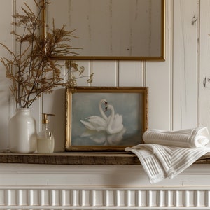 Vintage Swan Painting Print | Pastel Farmhouse Nursery Wall Art (Digital Download) image 3