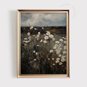 Moody Landscape Print Vintage PRINTABLE Art | Dark Academia Painting | Moody Wildflower Print | Antique Home Decor | #809