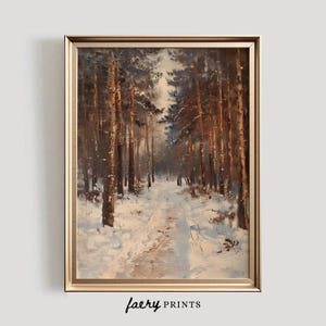 Winter Forest Print | Winter PRINTABLE Wall Art | Snowy Landscape Painting | Vintage Style Winter Home Decor | Digital Download | #1048