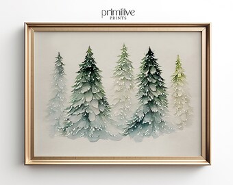 Christmas Tree Print | Digital PRINTABLE Wall Art | Winter Evergreen Spruce Print | Holiday Home Decor | Watercolor Artwork | #345