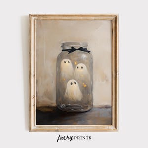 Geister im Glas Poster | Halloween DRUCKBARE Wand Kunst | Niedliche Geist Wand Kunst | Halloween-Druck | Bauernhaus Dekor | Digitaler Download | #1016