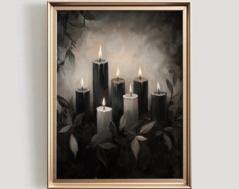 Dark Candles Halloween Print | Gothic Wall Decor (Digital Download)