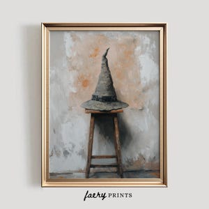Witch Hat Print | Halloween PRINTABLE Wall Art | Witchy Decor | Vintage Style Still Life Painting | Digital Download | #1024