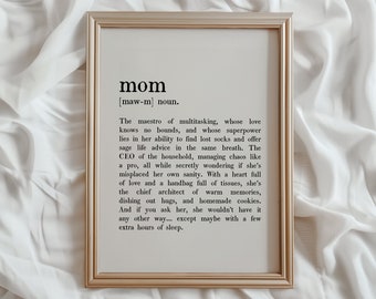 Impresión artística "Definición de mamá" / Regalo minimalista para el Día de la Madre (Descarga digital)