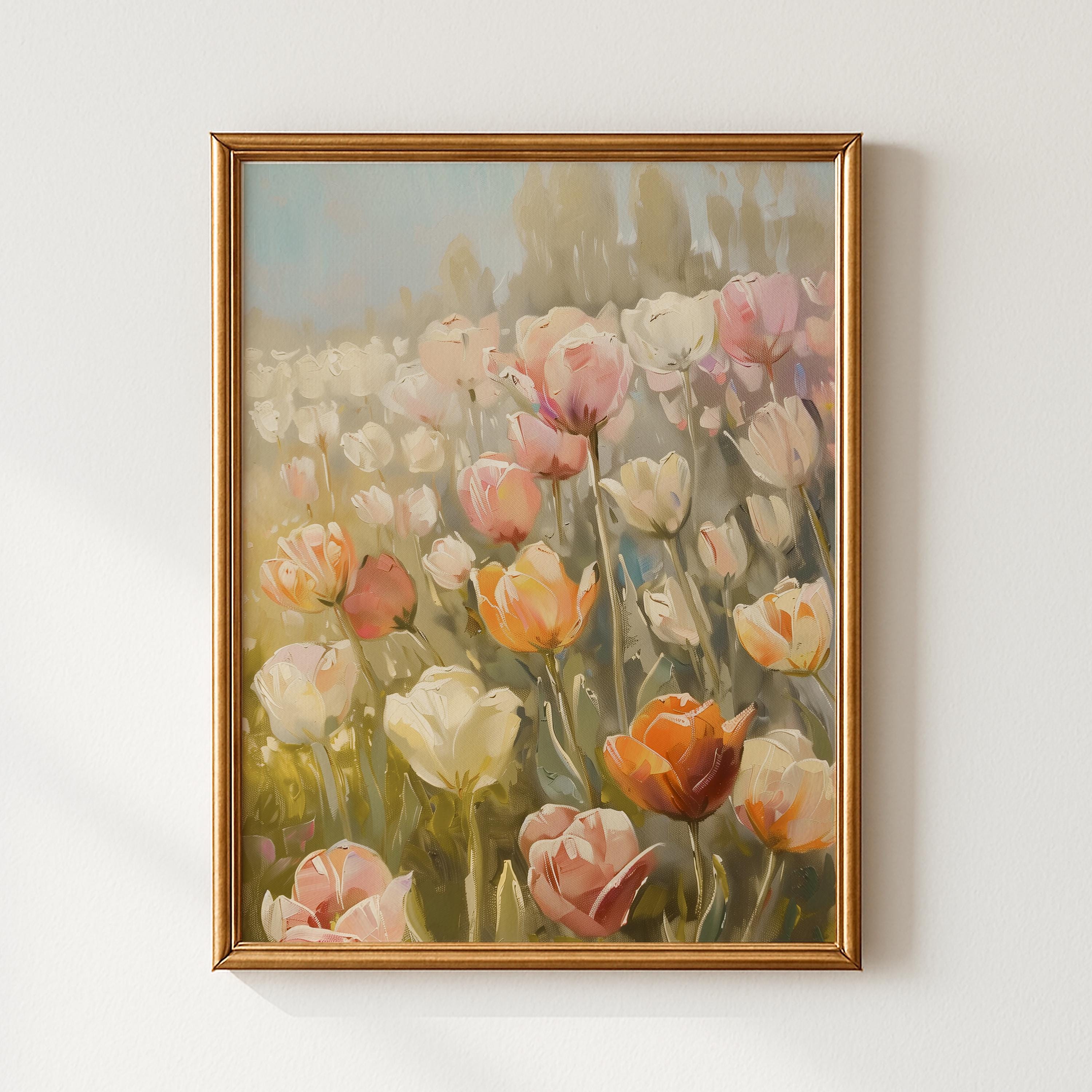 Spring Tulip Meadow Print: Floral PRINTABLE Wall Art, Tulip Field ...
