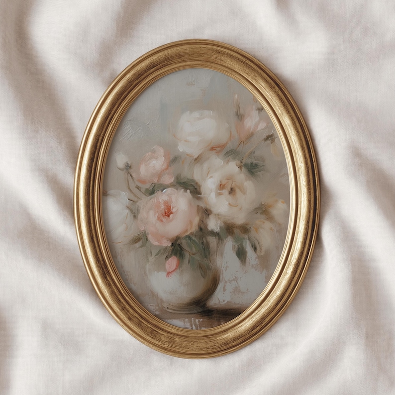 Vintage Floral Still Life Print: Peony Flower Wall Art, Romantic Decor (Digital Download) image 3