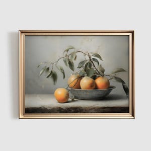 Kitchen Still Life Painting | Vintage Style Farmhouse PRINTABLE Art | Oil Painting Print | Oranges Print | Rustic Kitchen Painting | #549