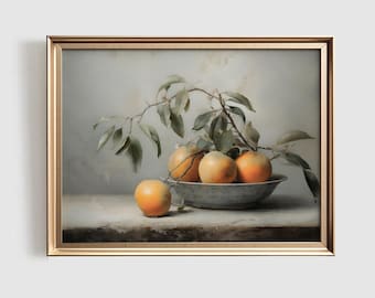 Vintage Oranges Still Life Painting | Farmhouse Kitchen Art (Printable)