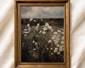 Moody Wildflower Landscape PRINTABLE Wall Art: Dark Academia Decor | Vintage Scenery Print (Digital Download)