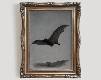 Moody Bat Art Print | Dark Academia Halloween Decor (Digital Download)