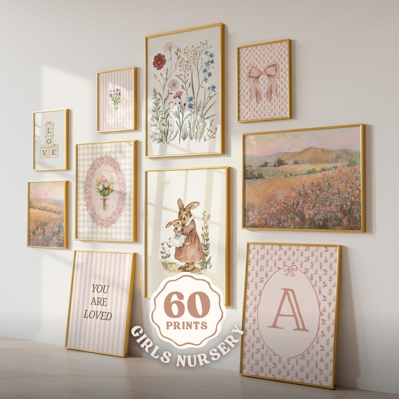 Girl Nursery Print Bundle | Pink Baby Room PRINTABLE Wall Art ...