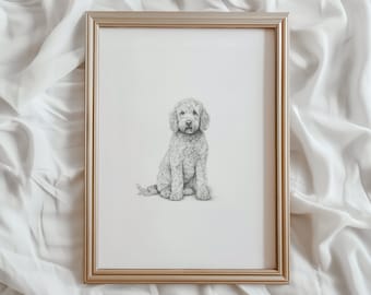 Goldendoodle Print | Doodle Dog Sketch | PRINTABLE Wall Art | Pet Digital Artwork | Animal Home Decor | Puppy Dog Drawing | #501