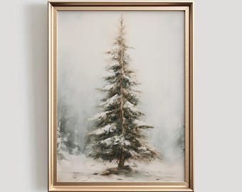 Winter Forest Print | Winter PRINTABLE Wall Art | Snowy Tree Print | Winter Landscape Painting Painting | Vintage Style Snow Decor | #636