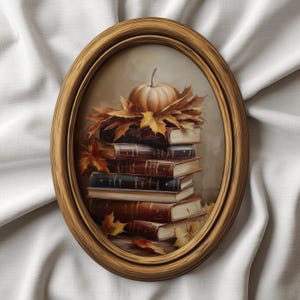 Vintage Books & Pumpkin Fall Art Print | Dark Academia Decor (Digital Download)