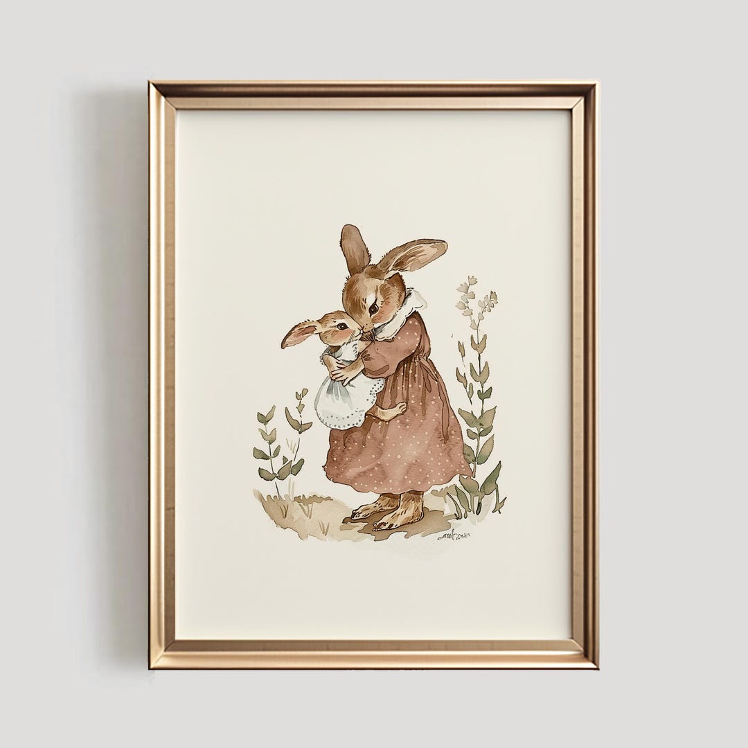 Rabbit Nursery Print | Vintage Style Nursery PRINTABLE Wall Art | Mom ...