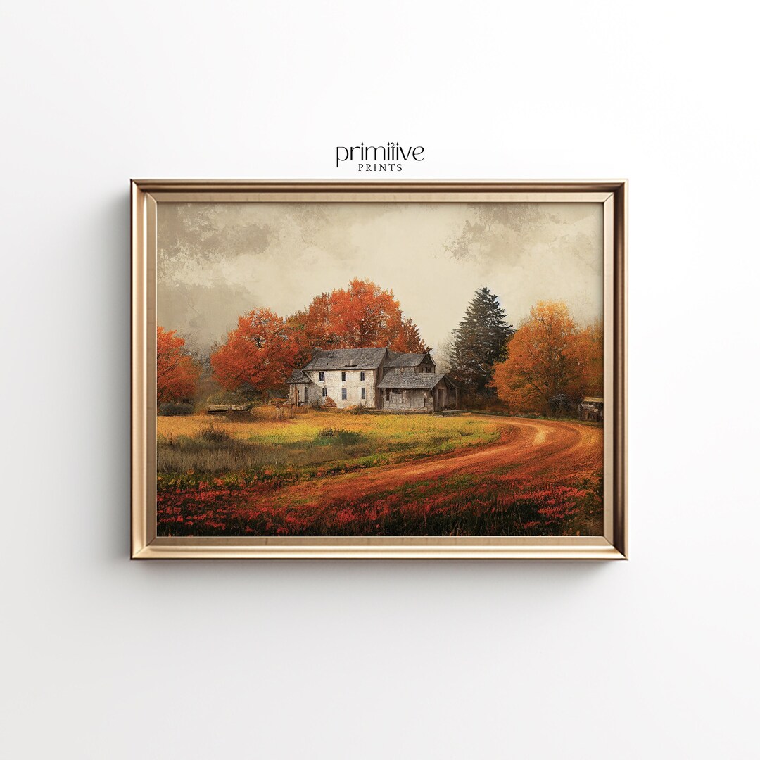 Autumn Landscape Print, Fall Foliage Wall Art, Autumn Trees Wall Decor
