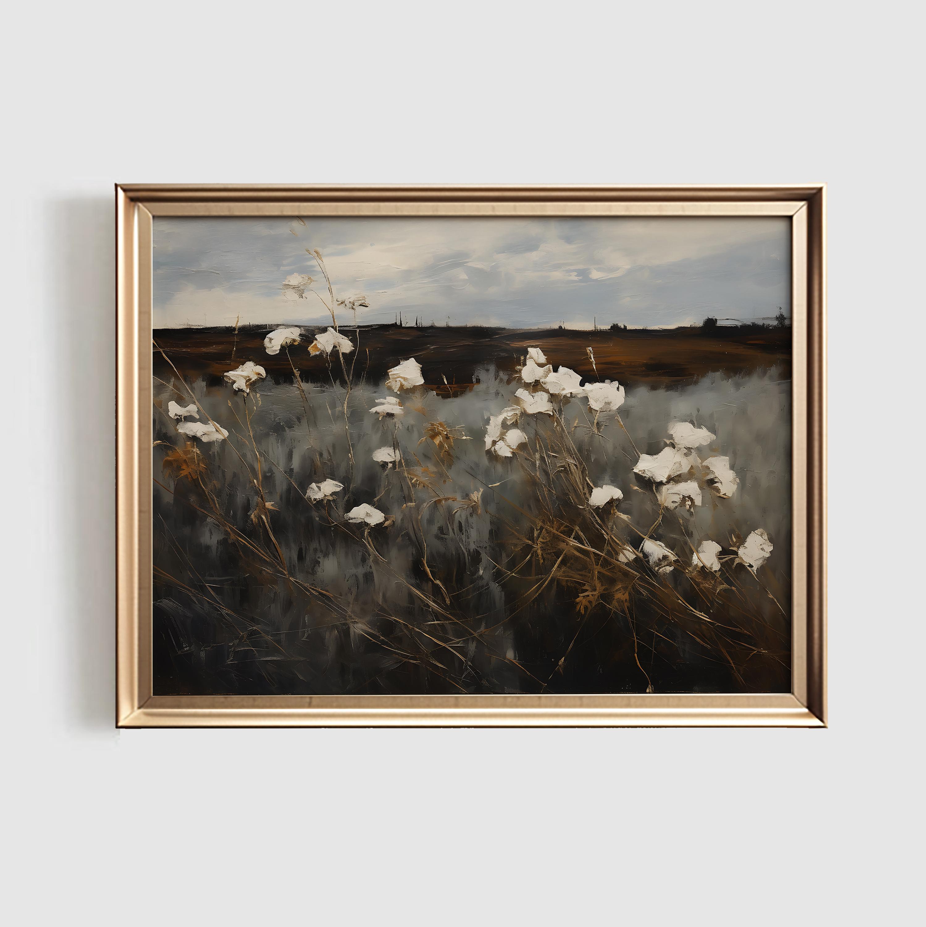 Moody Landscape Print | Vintage Style PRINTABLE Art | Wildflower Painting | Dark Autumn Print | Vintage Home Decor | #555