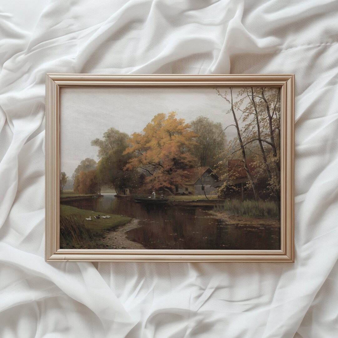 Autumn Lake Print | Fall Foliage Wall Art | Farmhouse Wall Decor ...