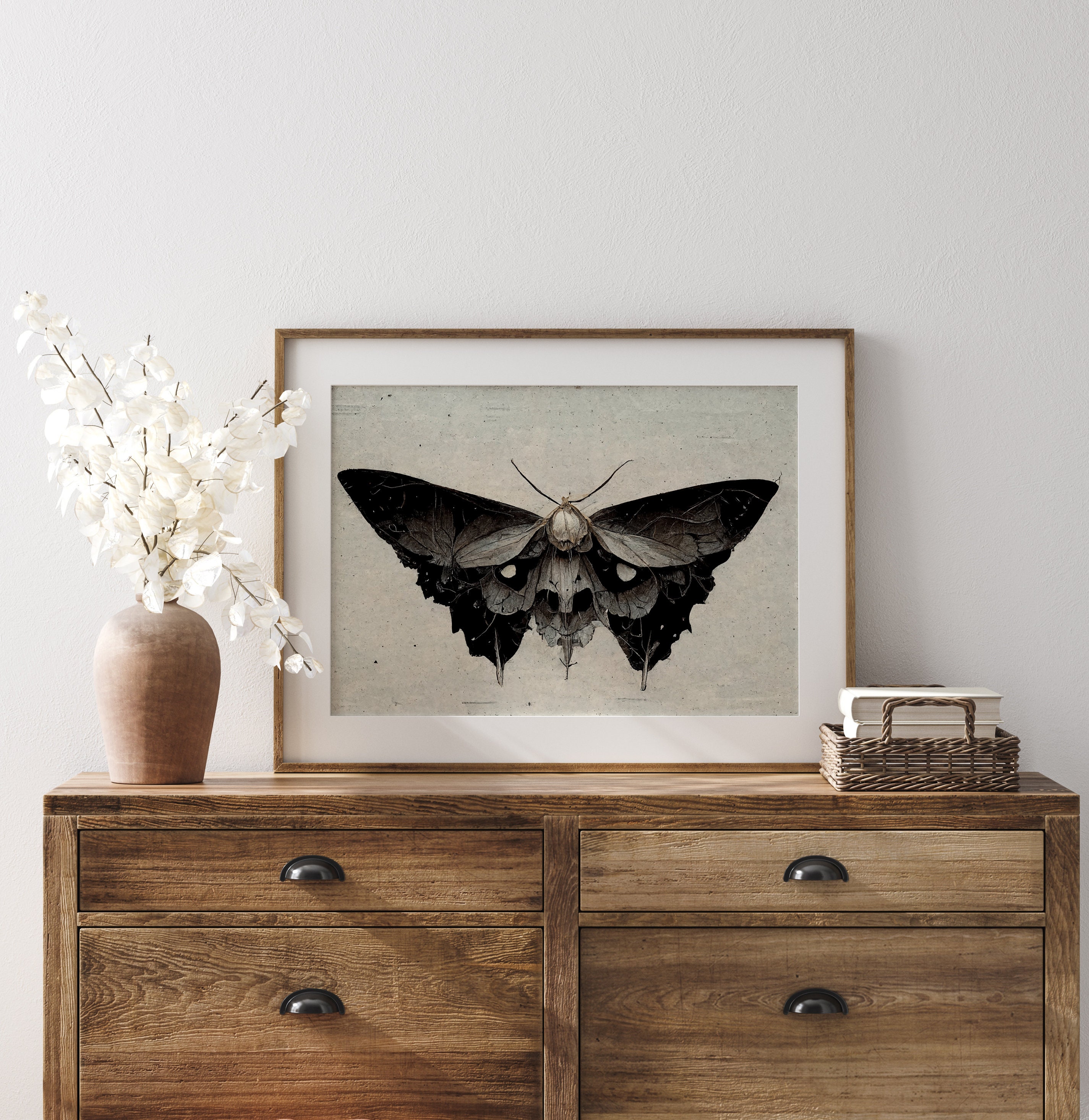 Moth Print Dark Academia Wall Art Dark Home Decor Classical - Etsy