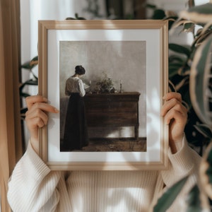 Lady Reading Print PRINTABLE Wall Art Dark Academia Artwork Moody Aesthetic Decor Antique European Style Digital Print 443 image 4