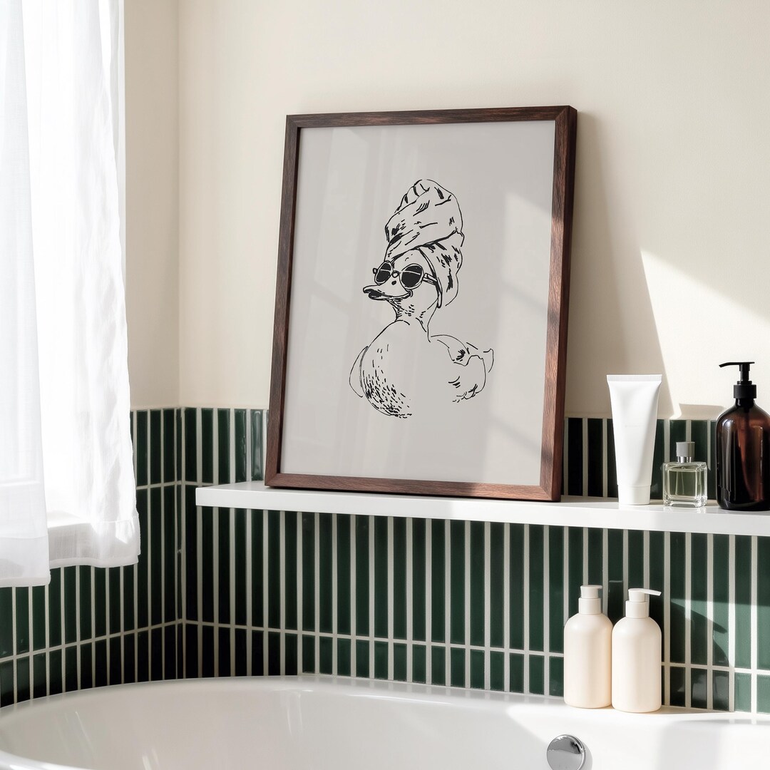 Rubber Duck Bathroom Print | Trendy Powder Room Art | Funny Home Decor ...