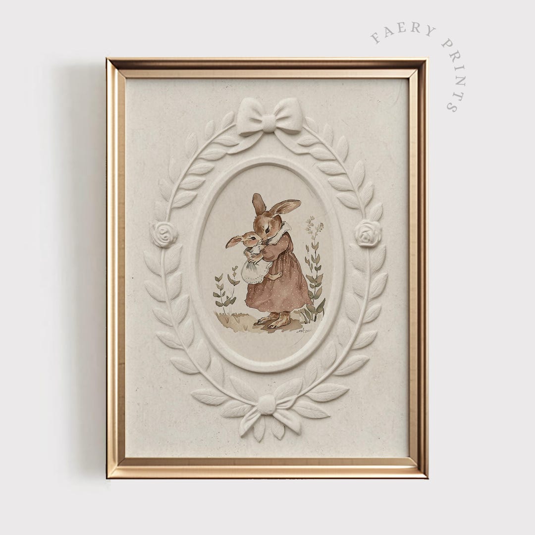 Rabbit Nursery Print | Vintage Style Girls Nursery PRINTABLE Wall Art ...